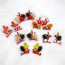 新品到貨，鹿角設計髮夾聖誕禮物，可愛鹿角鱷魚夾，蝴蝶結鈴鐺髮飾