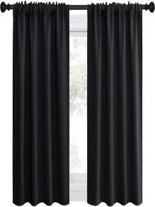 Blackout Venetian Blinds - Solid Color Insulated Curtains/ Bedroom Curtains - Black - View 1