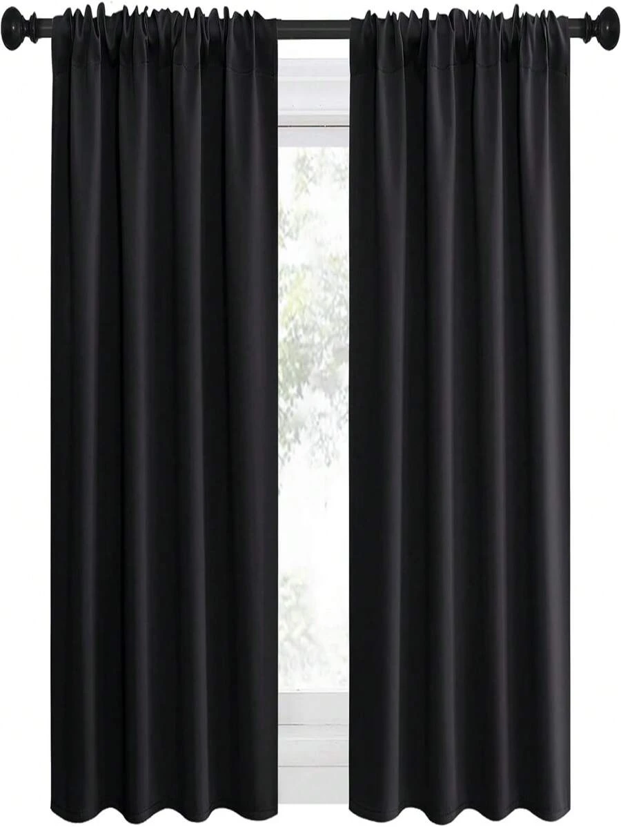 Blackout Venetian Blinds - Solid Color Insulated Curtains/ Bedroom Curtains - Black - View 1