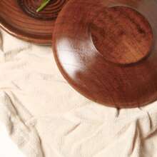 1pc Wooden Coaster And Snack Plate Set, Natural Lacquer Wood Tableware For Coffee And Tea - Brown - View 3