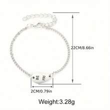 2 件/套時尚簡約心形和字母設計鍍銀手鍊,非常適合日常佩戴、送給女朋友或姐妹的最好朋友或生日禮物