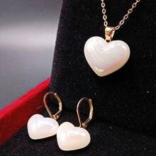 1套心型彩虹珍珠耳環和項鍊簡約時尚珠寶套裝 - 彩色 - 查看 5