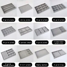 Various Jewelry Storage Trays, Stackable Plush Jewelry Display Tray, Drawer Organizer For Rings, Bracelets, Necklaces And Earrings - Grey - View 2