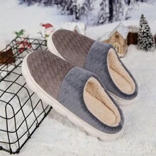 Mùa thu Và Mùa Đông Nhiều màu Dày Sang trọng Trong nhà Giày dép Đối với Cặp đôi , Nhà  Chống trượt Cách âm - Cà phê nâu - Xem 1