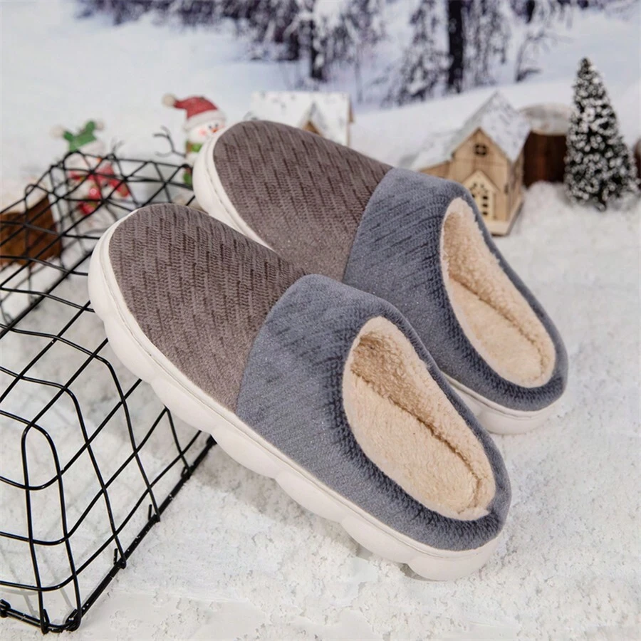 Mùa thu Và Mùa Đông Nhiều màu Dày Sang trọng Trong nhà Giày dép Đối với Cặp đôi , Nhà  Chống trượt Cách âm - Cà phê nâu - Xem 1