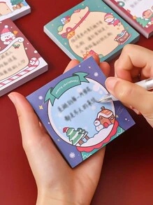 1入組可愛創意聖誕卡通雪人便條紙,聖誕老人自黏便條紙,透明辦公學校用品 - 彩色 - 查看 3