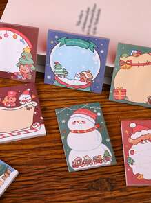 1入組可愛創意聖誕卡通雪人便條紙,聖誕老人自黏便條紙,透明辦公學校用品 - 彩色 - 查看 2
