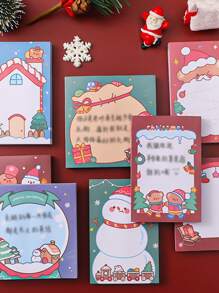 1入組可愛創意聖誕卡通雪人便條紙,聖誕老人自黏便條紙,透明辦公學校用品 - 彩色 - 查看 7