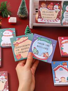 1入組可愛創意聖誕卡通雪人便條紙,聖誕老人自黏便條紙,透明辦公學校用品 - 彩色 - 查看 5
