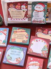 1入組可愛創意聖誕卡通雪人便條紙,聖誕老人自黏便條紙,透明辦公學校用品 - 彩色 - 查看 6