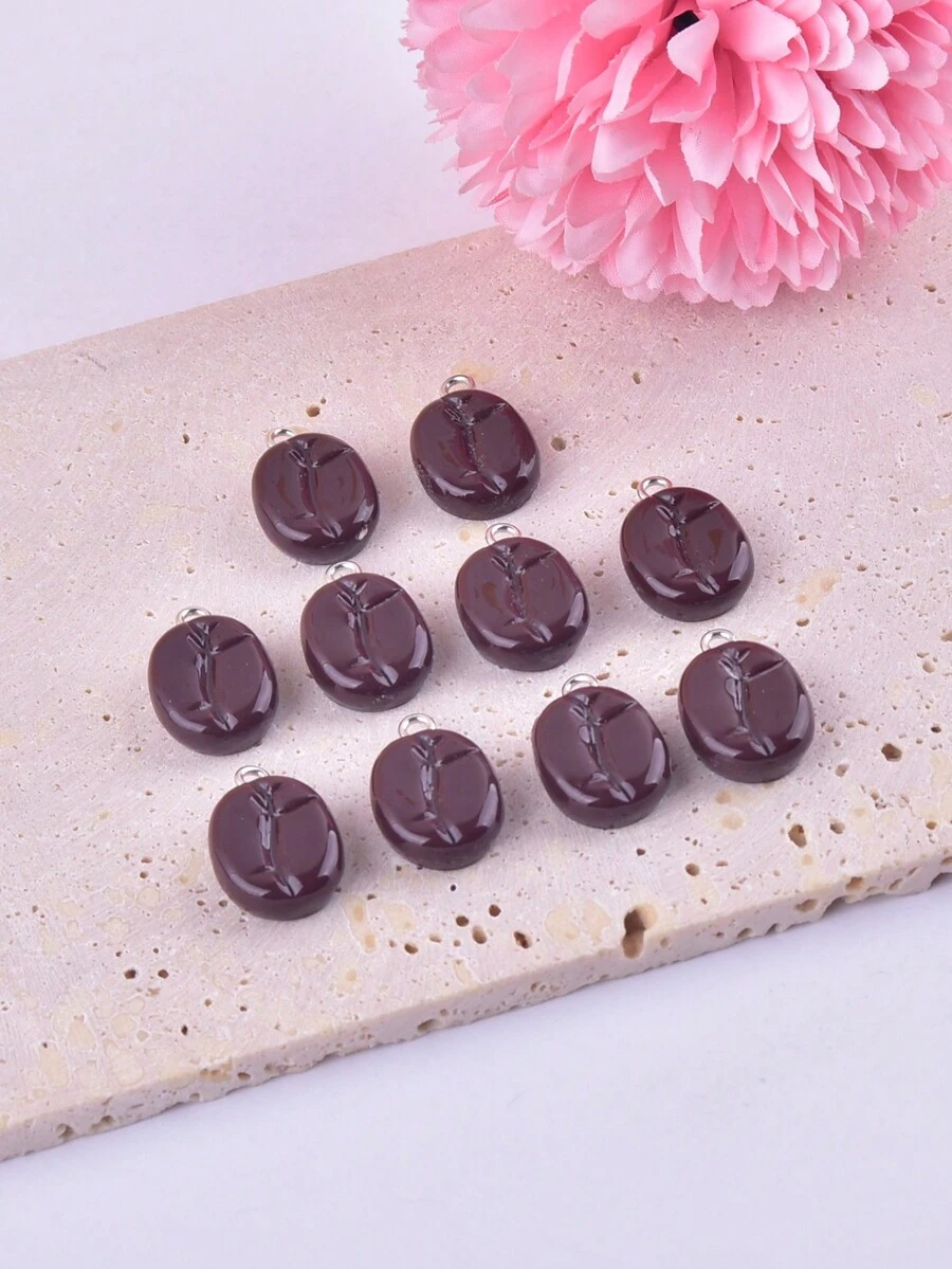 10pcs/20pcs Simulated Resin Coffee Bean Jewelry DIY Pendant - Coffee Brown - View 1