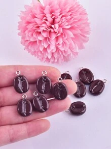 10pcs/20pcs Simulated Resin Coffee Bean Jewelry DIY Pendant - Coffee Brown - View 3
