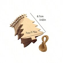 10 件聖誕裝飾木製掛飾 Diy 家居裝飾配件，帶麻繩的木製聖誕樹空白聖誕 DIY 工藝卡裝飾聖誕裝飾品聖誕禮物聖誕裝飾品