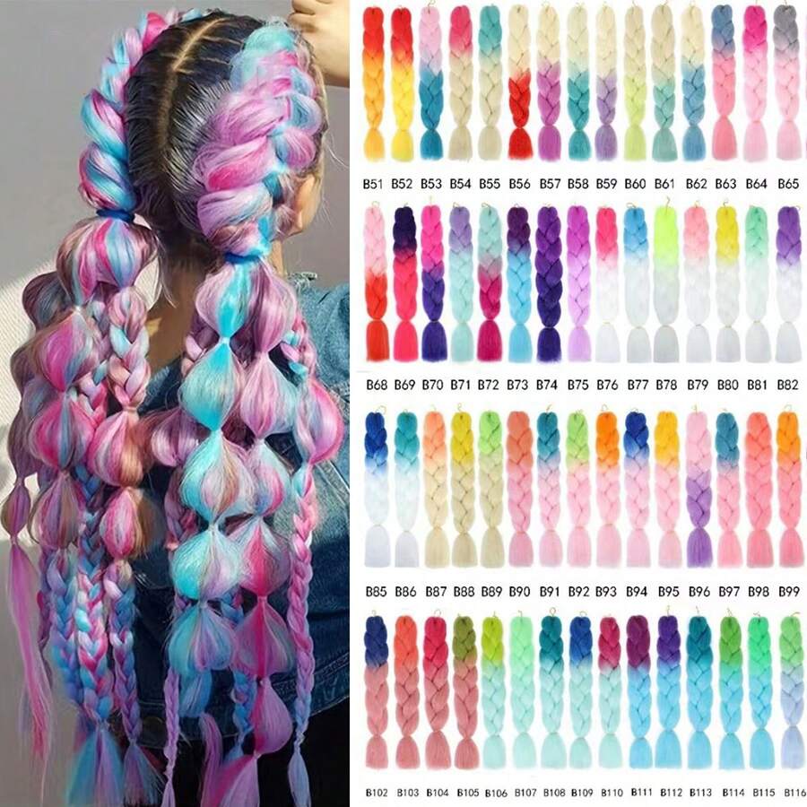 1 件時尚漸層巨型編織帶單纖維,適合編織、拳擊風格、非洲風格、嘻哈風格、日常穿著、街頭、舞蹈、表演、比賽、海灘、攝影等。 - 彩色 - 查看 1