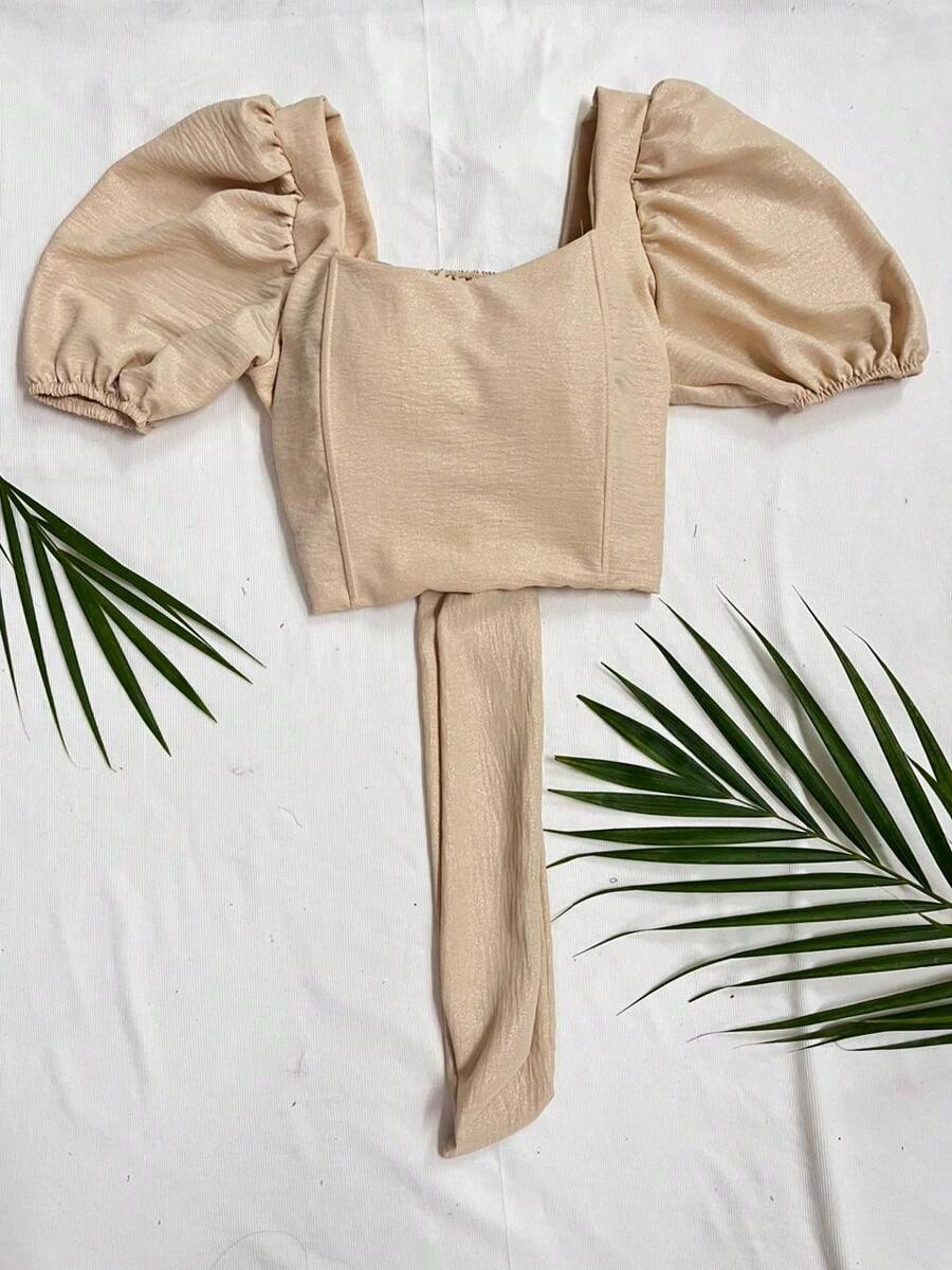 Women Tops - Màu Khaki - Xem 1