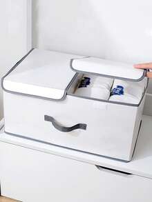 1個灰色pp板覆蓋的收納盒,用於衣服,寢具,可折疊的衣櫃內部整理內衣,褲子,冬被 - 灰色 - 查看 3