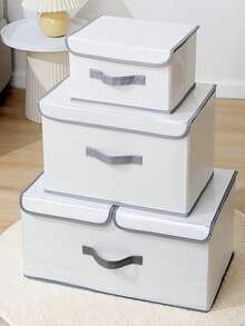 1個灰色pp板覆蓋的收納盒,用於衣服,寢具,可折疊的衣櫃內部整理內衣,褲子,冬被 - 灰色 - 查看 1