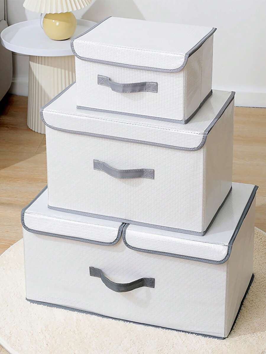 1個灰色pp板覆蓋的收納盒,用於衣服,寢具,可折疊的衣櫃內部整理內衣,褲子,冬被 - 灰色 - 查看 1