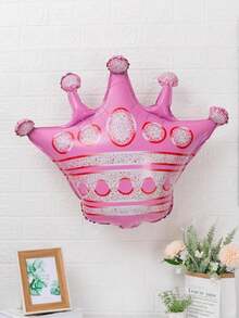 3入組粉紅色皇冠造型鋁箔氦氣球,適用於婚禮、生日和派對裝飾
