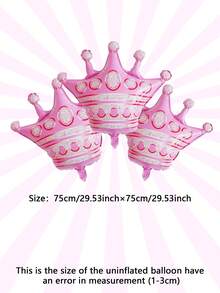 3入組粉紅色皇冠造型鋁箔氦氣球,適用於婚禮、生日和派對裝飾