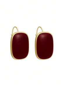 1 Pc Skc Red French Vintage Geometric Square Earring For Women - Red - View 4