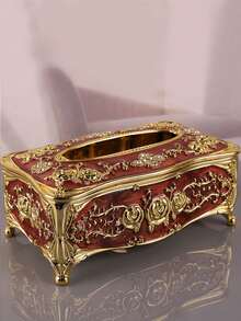 European Style Tissue Box With Light Luxury Design For Living Room, Hotel, Ktv, Bar, Retro Tissue Storage Box, Simple & Fashionable Home Decoration Tissue Dispenser - Multicolor - View 6