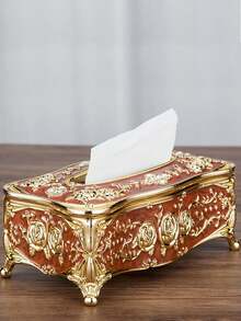 European Style Tissue Box With Light Luxury Design For Living Room, Hotel, Ktv, Bar, Retro Tissue Storage Box, Simple & Fashionable Home Decoration Tissue Dispenser - Multicolor - View 2