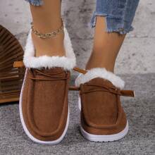 Women's Thickened Flat Warm Shoes: Thick Bottom Snow Boots, Non-slip, Simple, Low-heeled, Casual, Soft-soled Warm Canvas Shoes