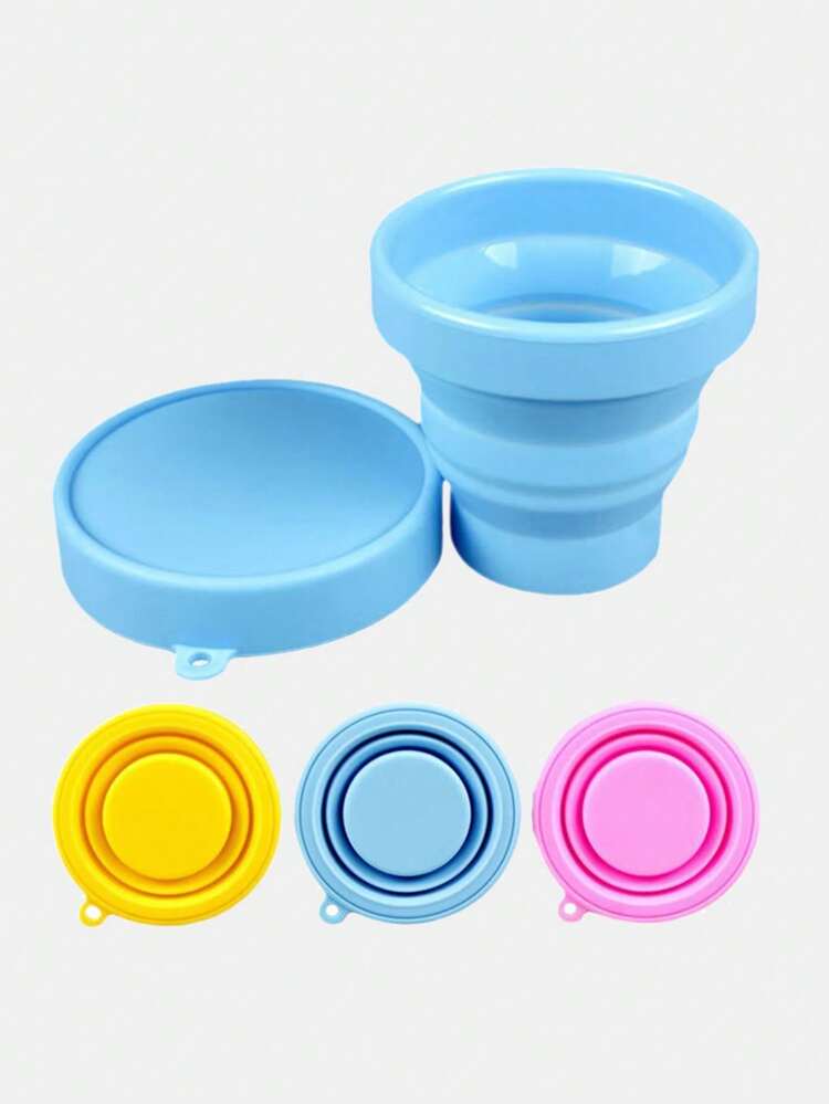 1 Pieza Taza Portátil Plegable Y Retráctil De Silicona Compresible Para Viajes Al Aire Libre, Taza Para Enjuague Bucal, Mini Botella De Agua - Rosa - Ver 4