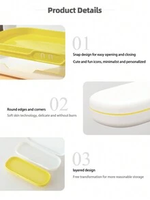 1pc Double-Layered Pencil Case Stationery Box For Primary & Middle School Students, Kids & Boys & Girls, Simple Style Pen Container, Great For Storage & Organization - Multicolor - View 5