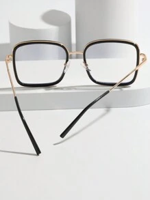 1入方形平鏡片眼鏡 - 黑色 - 查看 2