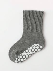 3對女童秋冬季純色矽膠防滑時尚中筒襪(0-6個月)(6-12個月)(1-2歲)(2-3歲)