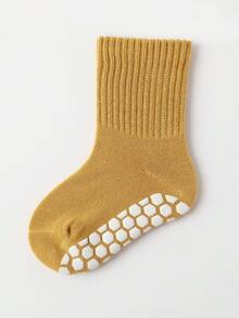 3對女童秋冬季純色矽膠防滑時尚中筒襪(0-6個月)(6-12個月)(1-2歲)(2-3歲)