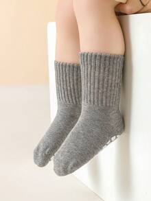 3對女童秋冬季純色矽膠防滑時尚中筒襪(0-6個月)(6-12個月)(1-2歲)(2-3歲)