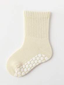 3對女童秋冬季純色矽膠防滑時尚中筒襪(0-6個月)(6-12個月)(1-2歲)(2-3歲)