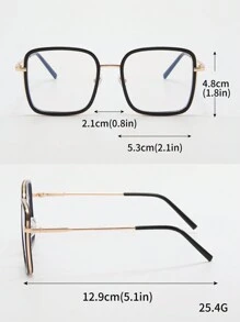 1入方形平鏡片眼鏡 - 黑色 - 查看 3