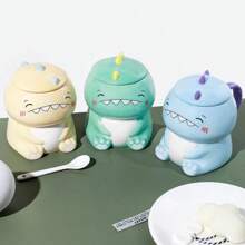 450ML Dễ thương Khủng long Đồ gốm sứ Cốc cà phê Với Cái thìa Creative Tay Được Sơn Đồ uống Trà sữa Cốc Mới lạ Món quà - Màu xanh lam - Xem 3