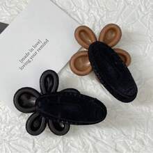 2 件裝女式雙色天鵝絨花朵髮夾,帶水鑽,優雅甜美風格,適合校園時尚,適合節日派對舞蹈,可用作禮物