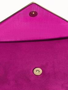 流行粉紅色優雅信封包輕便晚餐包光滑絲滑天鵝絨晚宴包女士派對手提包婚禮派對手提包聖誕節節日/假期/假日 - 玫紅色 - 查看 7