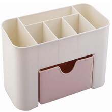 Organizador de maquillaje, tocador pequeño y mediano, organizador de cosméticos, productos para el cuidado del dormitorio, cuarto de baño, caja de almacenamiento interior - Rosa - Ver 2