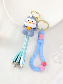 1 Pieza Pvc Accesorio De Cable Y Llavero De Moda Y Lindo Con Diseño De Pollito De Dibujos Animados Adecuado Para Uso Diario De Mujeres - Multicolor - Ver 3