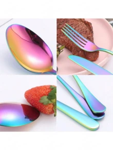 Juego De Cubiertos De Acero Inoxidable Plata 28 Piezas - Multicolor - Ver 3