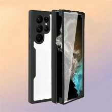 Hadaasi 1pc Black 360-Degree Full Coverage Dual-Layer TPU+PC Acrylic Shockproof Silicone Protective Case Compatible With Samsung Galaxy S26 Ultra/S26 Plus/S26/M36/S25 FE And Apple 17 Pro/17 Pro Max/17 Air/17, OPPO Reno14 Pro, Honor 400/400 Pro/400 Lite, OPPO Reno14 F, Infinix Hot 60 Pro/Hot 60 Pro+, Redmi 15C, Note14 Pro+ - Black - View 4