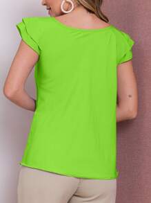 Women Blouses - Lime Green - View 2
