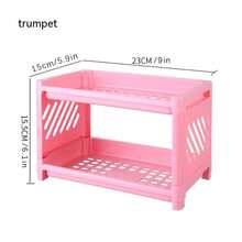 1pc Double Layer Desktop Pp Storage Rack, Suitable For Office Stationery, Makeup And Kitchen Or Bathroom Organizer - Multicolor - View 2