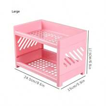1pc Double Layer Desktop Pp Storage Rack, Suitable For Office Stationery, Makeup And Kitchen Or Bathroom Organizer - Multicolor - View 1