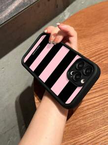 黑色和粉色條紋防摔手機殼，兼容iPhone，由竹纖維製成 - 彩色 - 查看 3