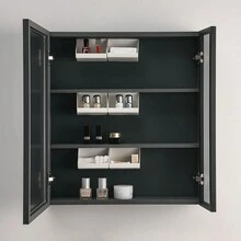 1pc Wall-mounted Cabinet Slanted Mouth Storage Box With Adhesive Slanted Surface Extension Space Classified Organizer With Separators - White - View 3