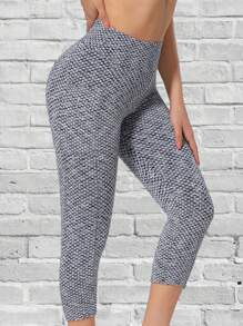 Đen & Trắng Họa tiết Nanh sói Yoga Bộ , Gợi cảm & Quần Yoga , Thể thao Khỏe mạnh Xà cạp - Đen và trắng - Xem 1