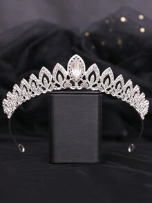 1件女士手工水晶皇冠頭飾,尺寸可調,適用於婚禮、派對、舞會、生日、日常穿著等,是一份絕佳的禮物 - 銀色 - 查看 3